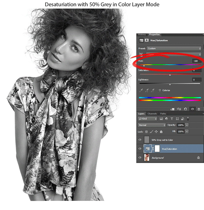50% Gray set Color Layer example