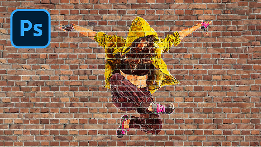 How to turn a simulated photo into a portrait on a brick wall